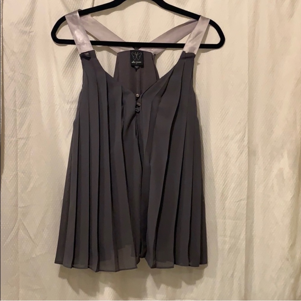 Ella Moss Charcoal Pleated Blouse